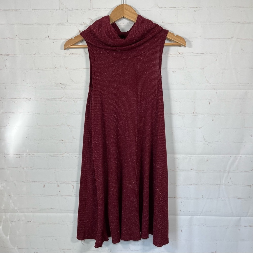 BDG Urban Outfitters Sleeveless Cowl Neck Knit Mini Dress Size XS Maroon Ribbed